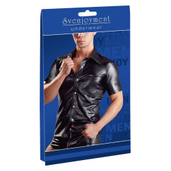 Svenjoyment Chemise LEO imitation Cuir Noir